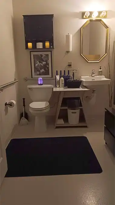 Elegant upstairs restroom. ADA compliant.