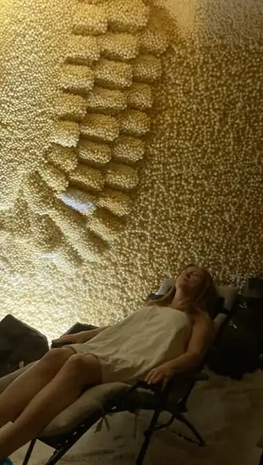 Guest Enjoying Peaceful Halotherapy